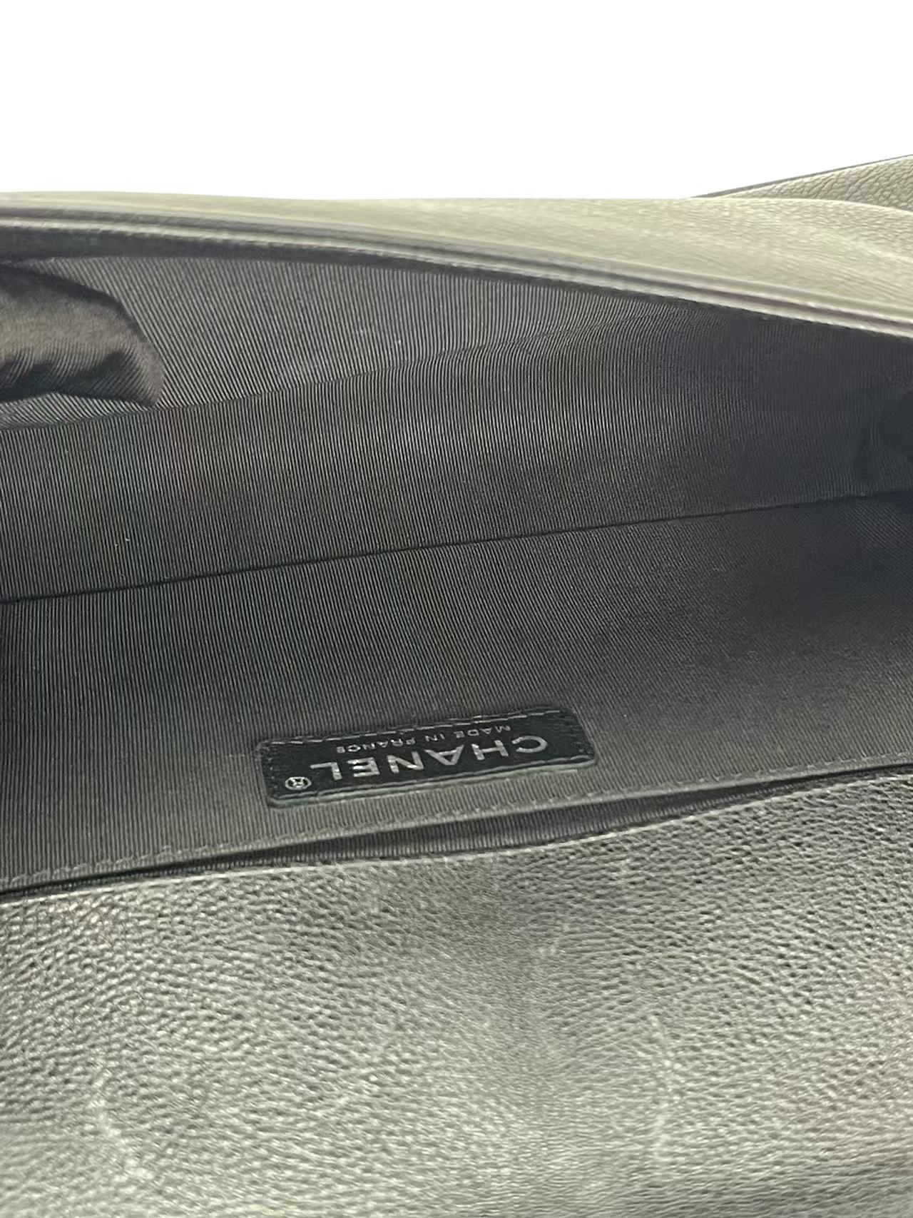 CHANEL - Medium Boy Flap Bag Black Caviar Sliver Hardware