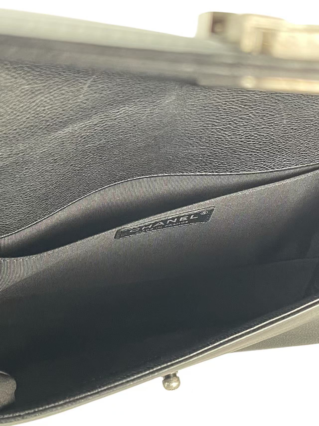 CHANEL - Medium Boy Flap Bag Black Caviar Sliver Hardware