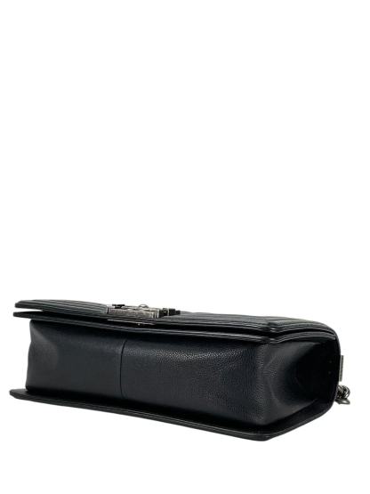 CHANEL - Medium Boy Flap Bag Black Caviar Sliver Hardware