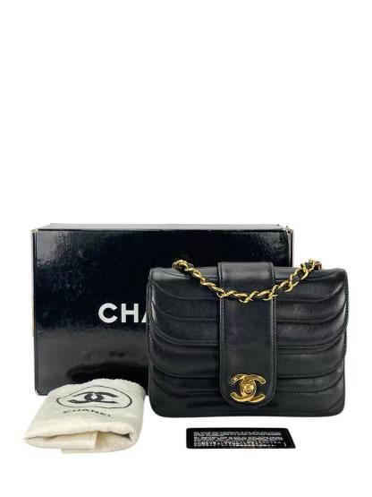 CHANEL - Vintage Black Single Flap Bag Gold Hardware