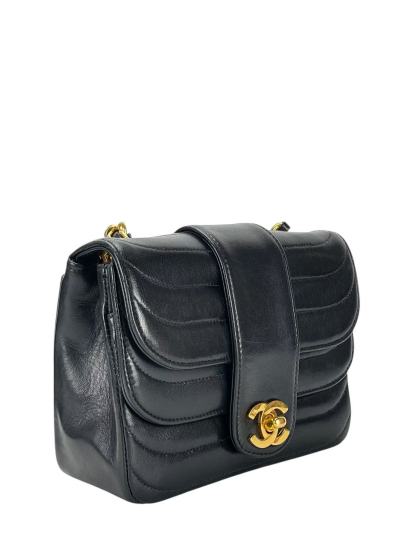 CHANEL - Vintage Black Single Flap Bag Gold Hardware