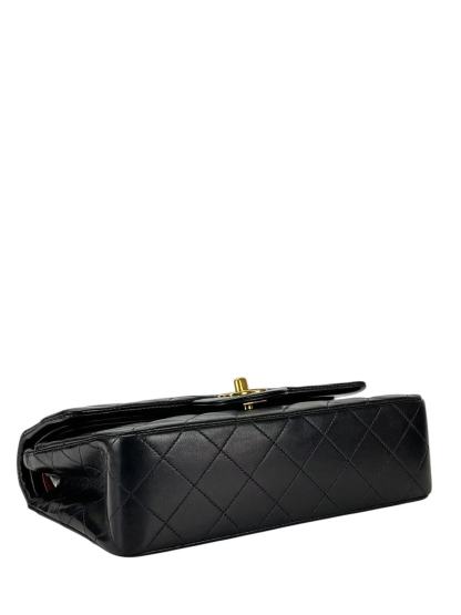 CHANEL - Small Classic Double Flap Bag Black Lambskin Gold Hardware (CF23)