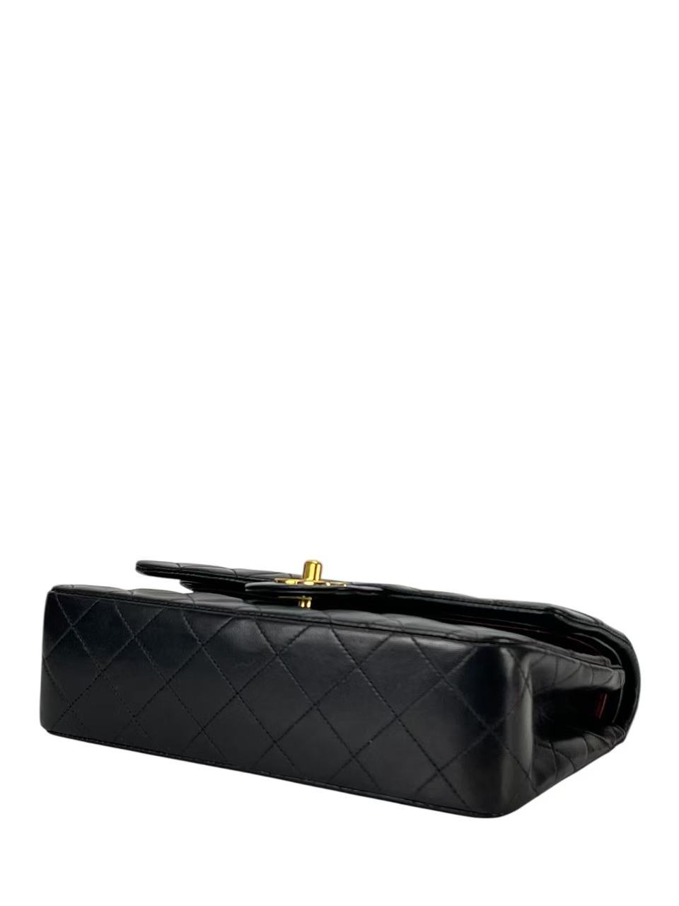 CHANEL - Small Classic Double Flap Bag Black Lambskin Gold Hardware (CF23)