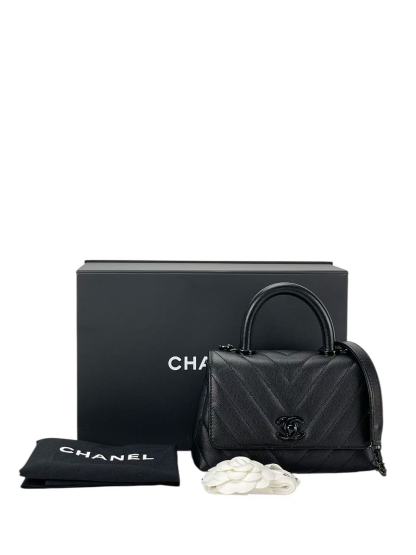 CHANEL - So Black Coco Handle Caviar V-stitch Bag