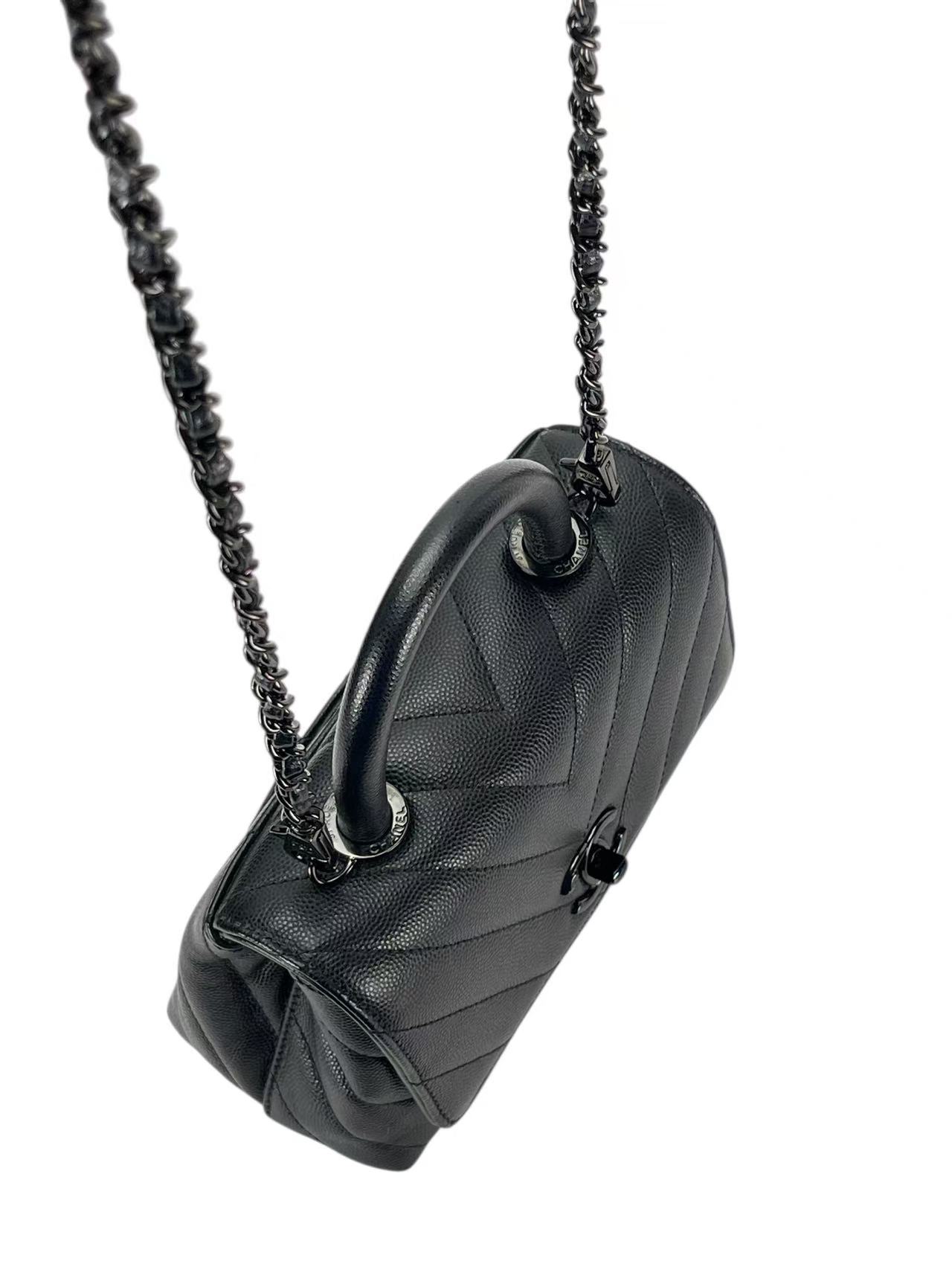 CHANEL - So Black Coco Handle Caviar V-stitch Bag