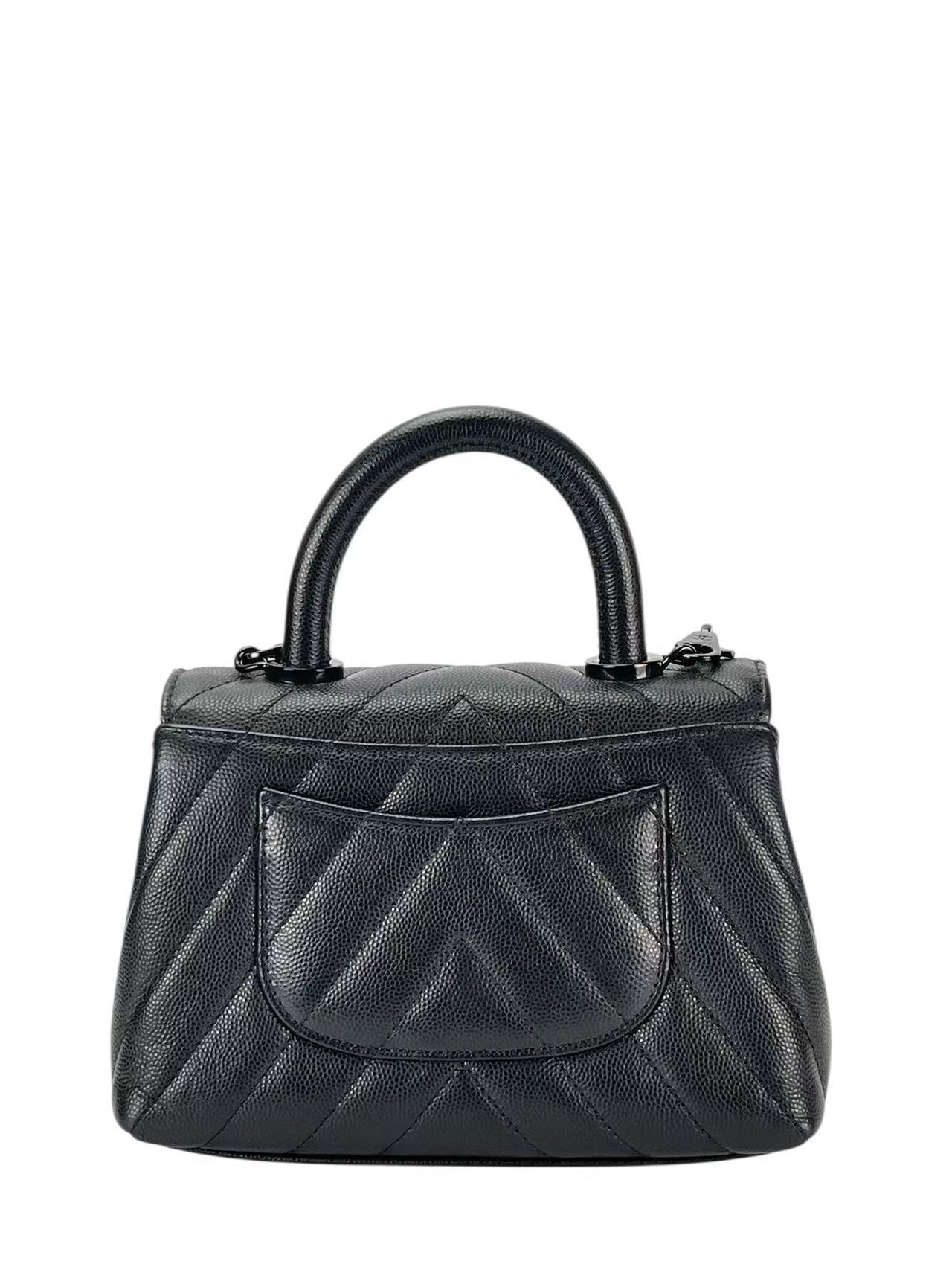 CHANEL - So Black Coco Handle Caviar V-stitch Bag