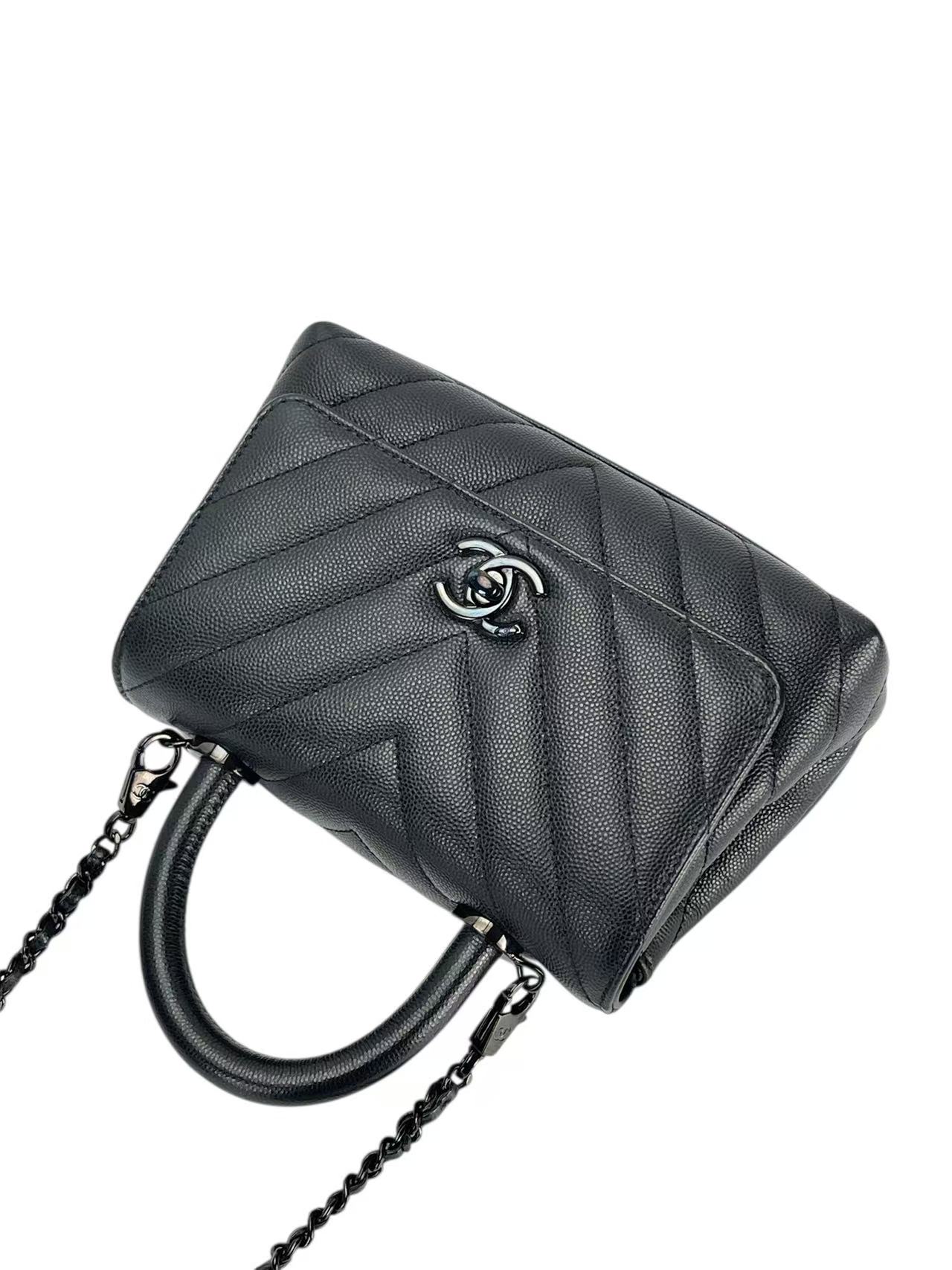 CHANEL - So Black Coco Handle Caviar V-stitch Bag
