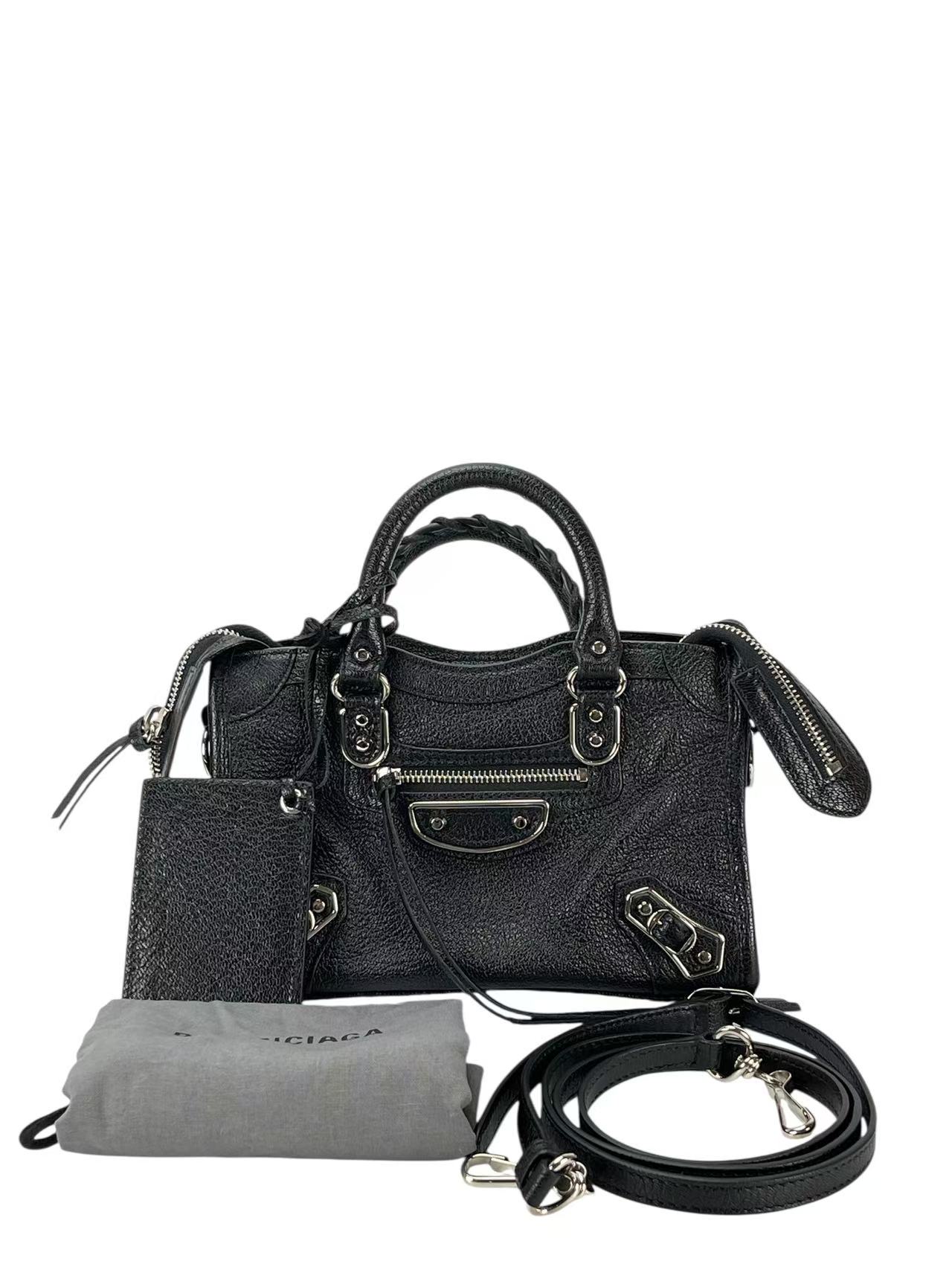 BALENCIAGA - Black Calfskin Classic City 2way Bag Sliver Hardware