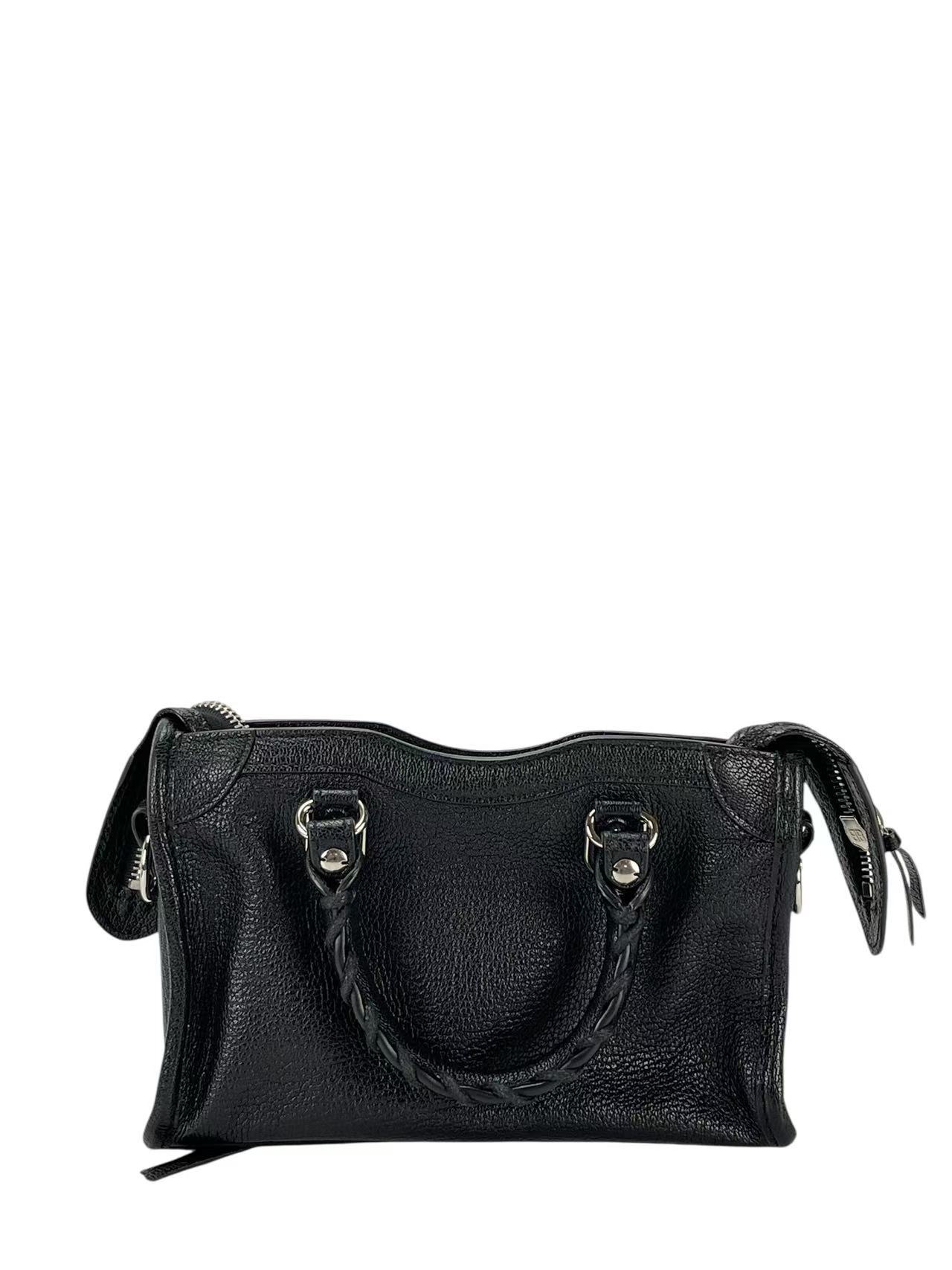 BALENCIAGA - Black Calfskin Classic City 2way Bag Sliver Hardware