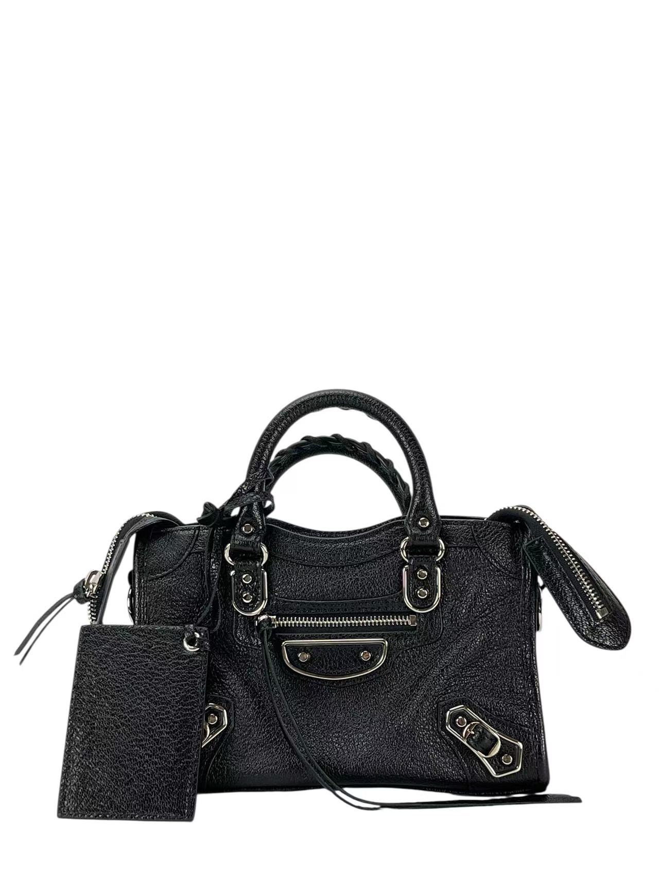 BALENCIAGA - Black Calfskin Classic City 2way Bag Sliver Hardware