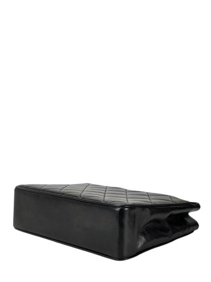 CHANEL - Black Lambskin Double Chain Shoulder Tote Bag Gold Hardware