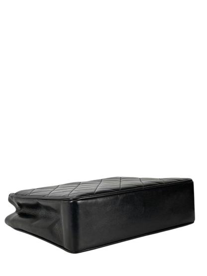 CHANEL - Black Lambskin Double Chain Shoulder Tote Bag Gold Hardware