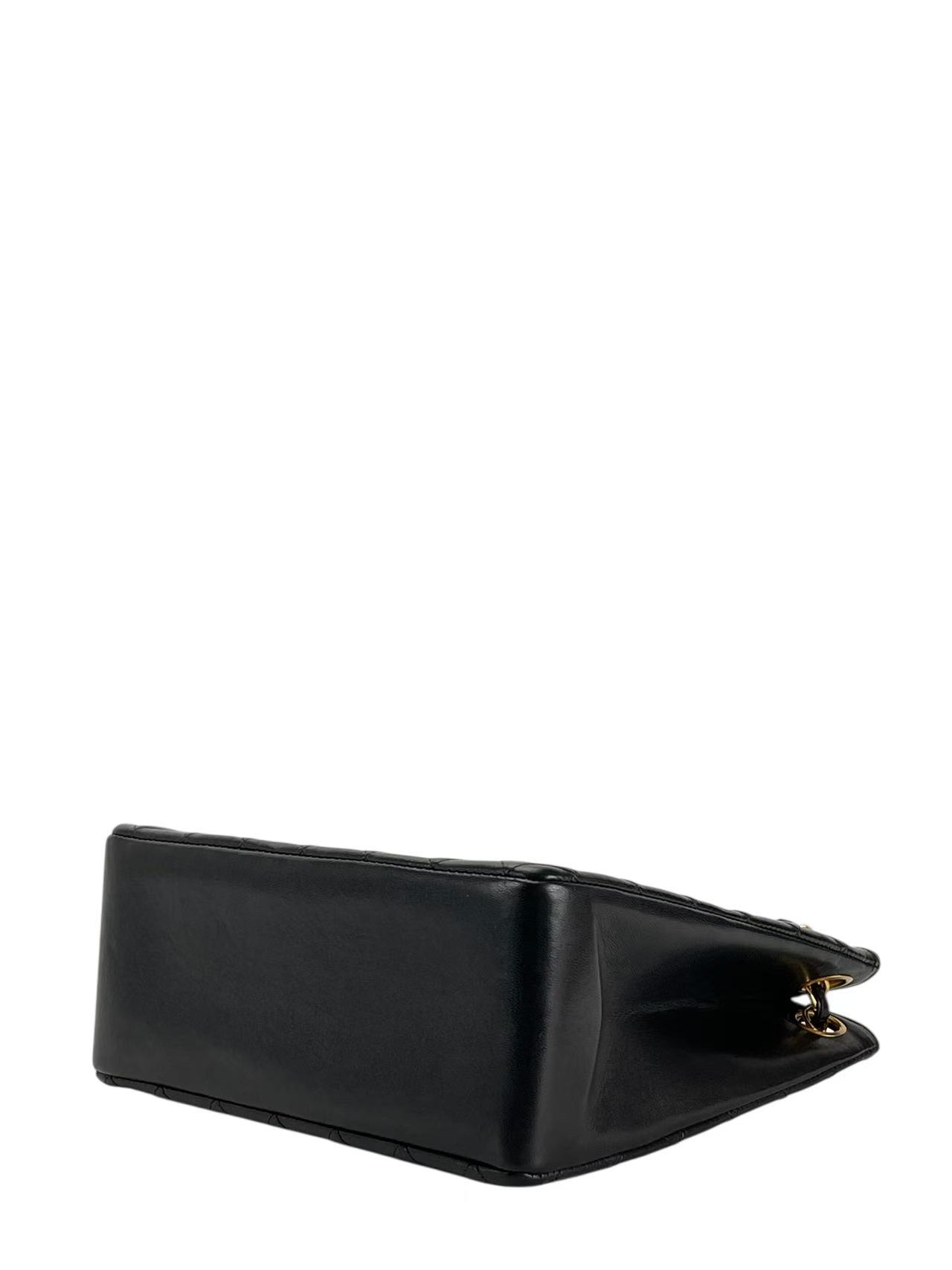 CHANEL - Black Lambskin Matelasse Chain Tote Bag Gold Hardware