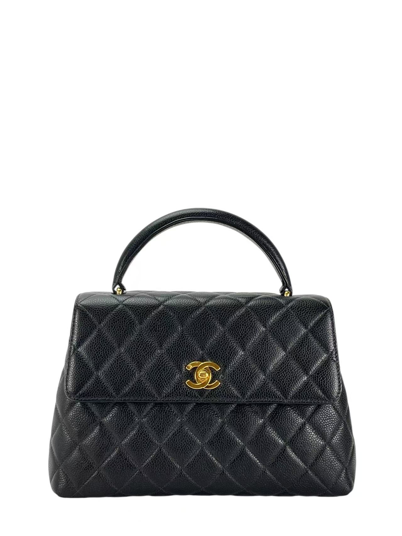 CHANEL - Black Caviar Skin Coco Handle Handbag