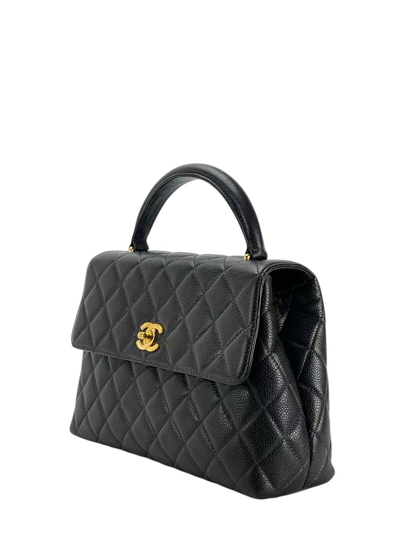 CHANEL - Black Caviar Skin Coco Handle Handbag