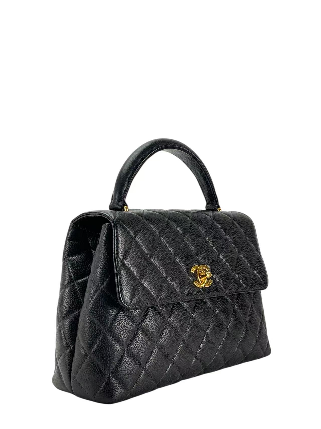 CHANEL - Black Caviar Skin Coco Handle Handbag
