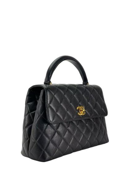 CHANEL - Black Caviar Skin Coco Handle Handbag