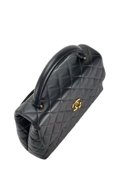 CHANEL - Black Caviar Skin Coco Handle Handbag
