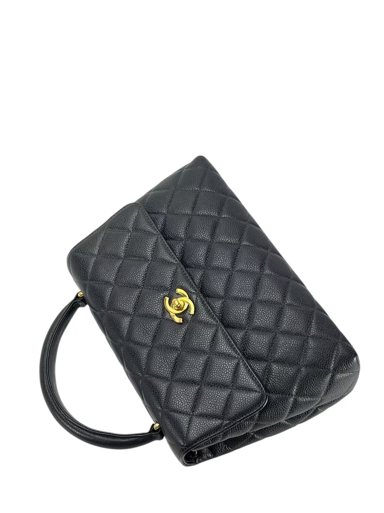 CHANEL - Black Caviar Skin Coco Handle Handbag