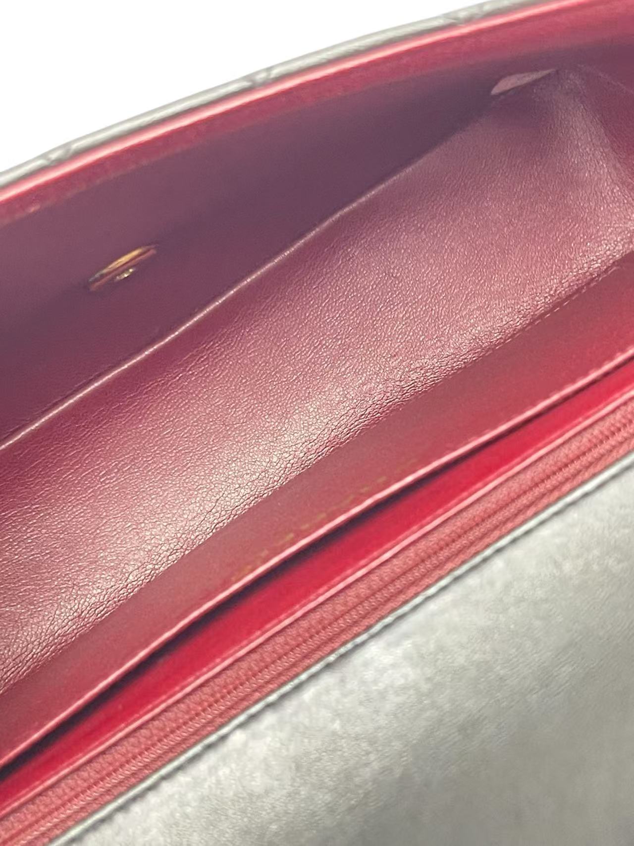 CHANEL - Medium Lambskin Black Top Handle Bag Single Flap Handbag 