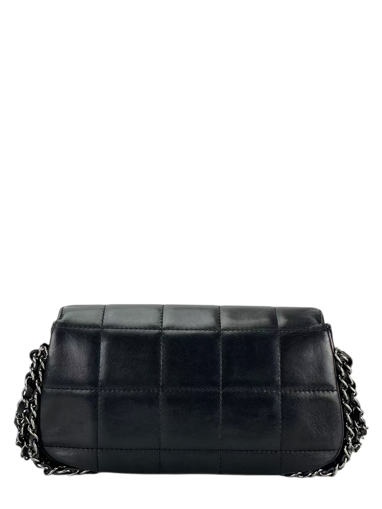 CHANEL - All Black Lambskin Chain Pochette Bag