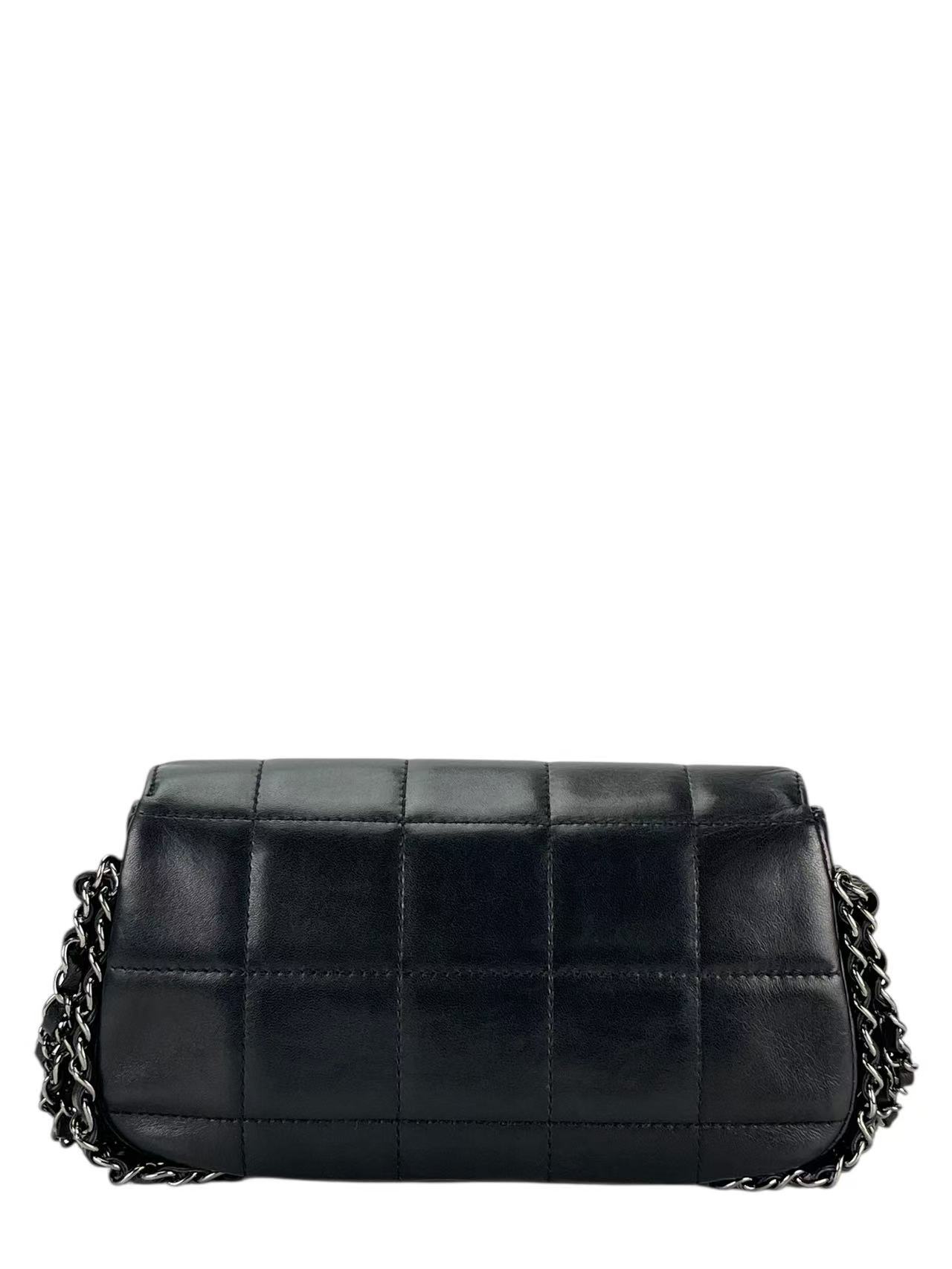 CHANEL - All Black Lambskin Chain Pochette Bag