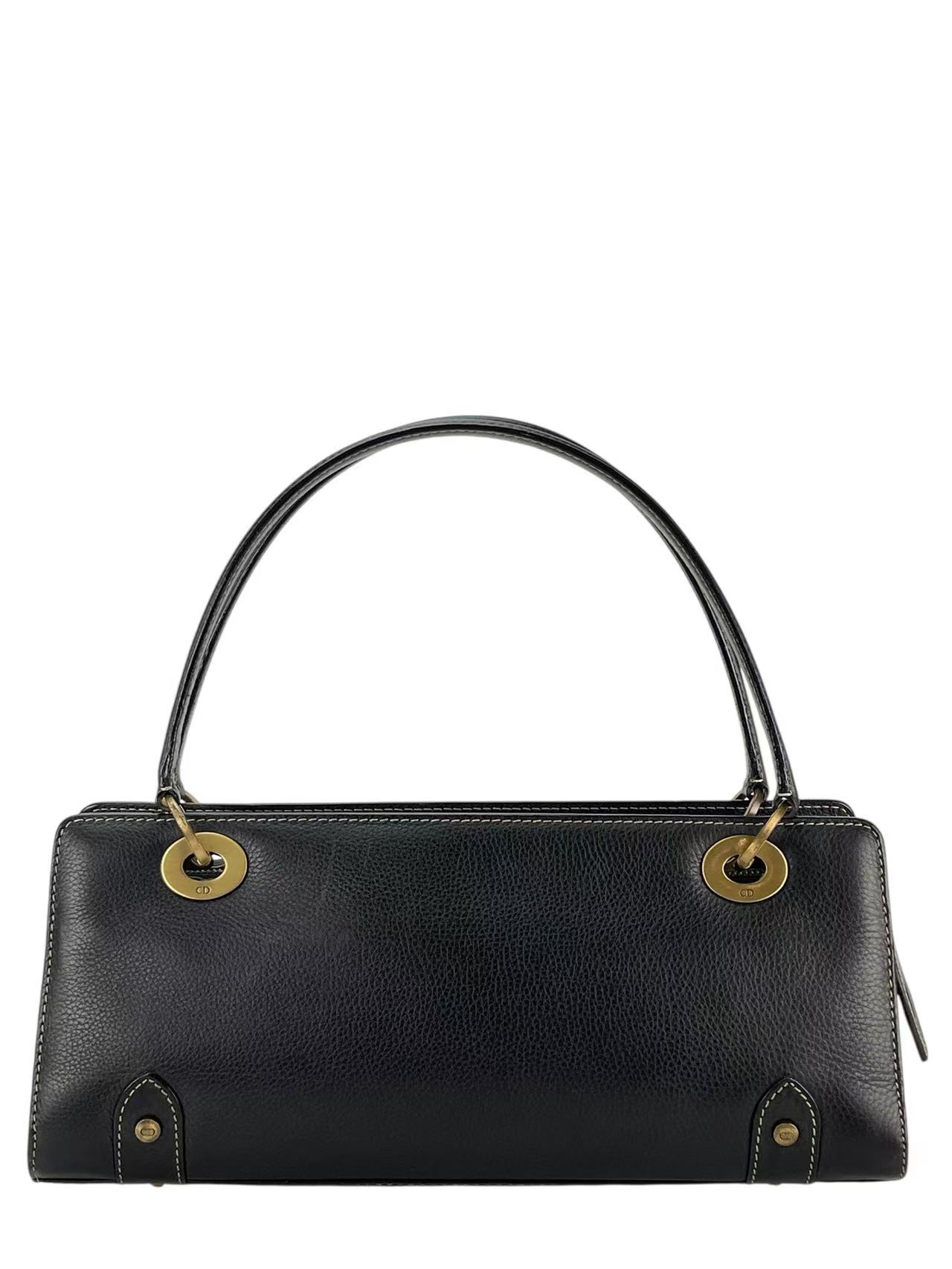 CHRISTIAN DIOR - Black East West Lady Calfskin Handbag