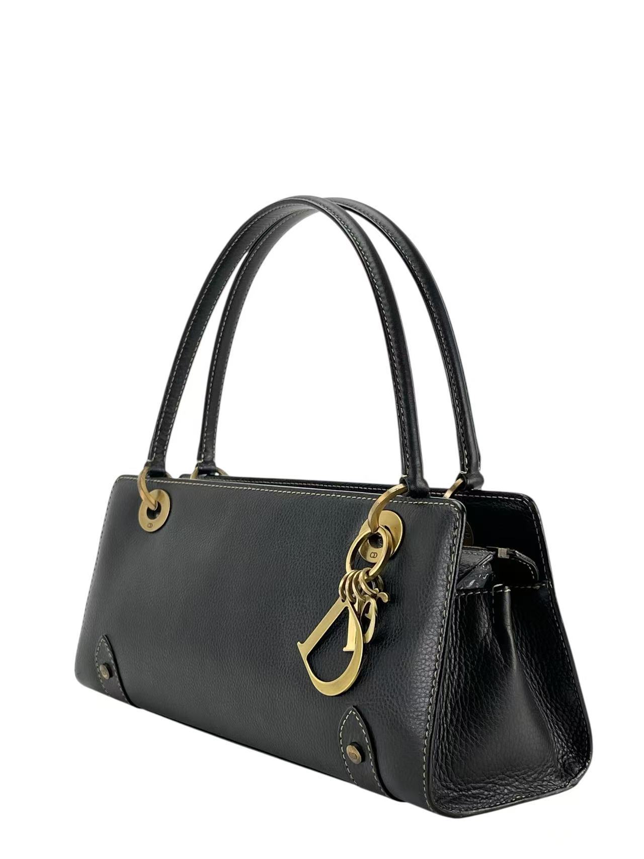 CHRISTIAN DIOR - Black East West Lady Calfskin Handbag