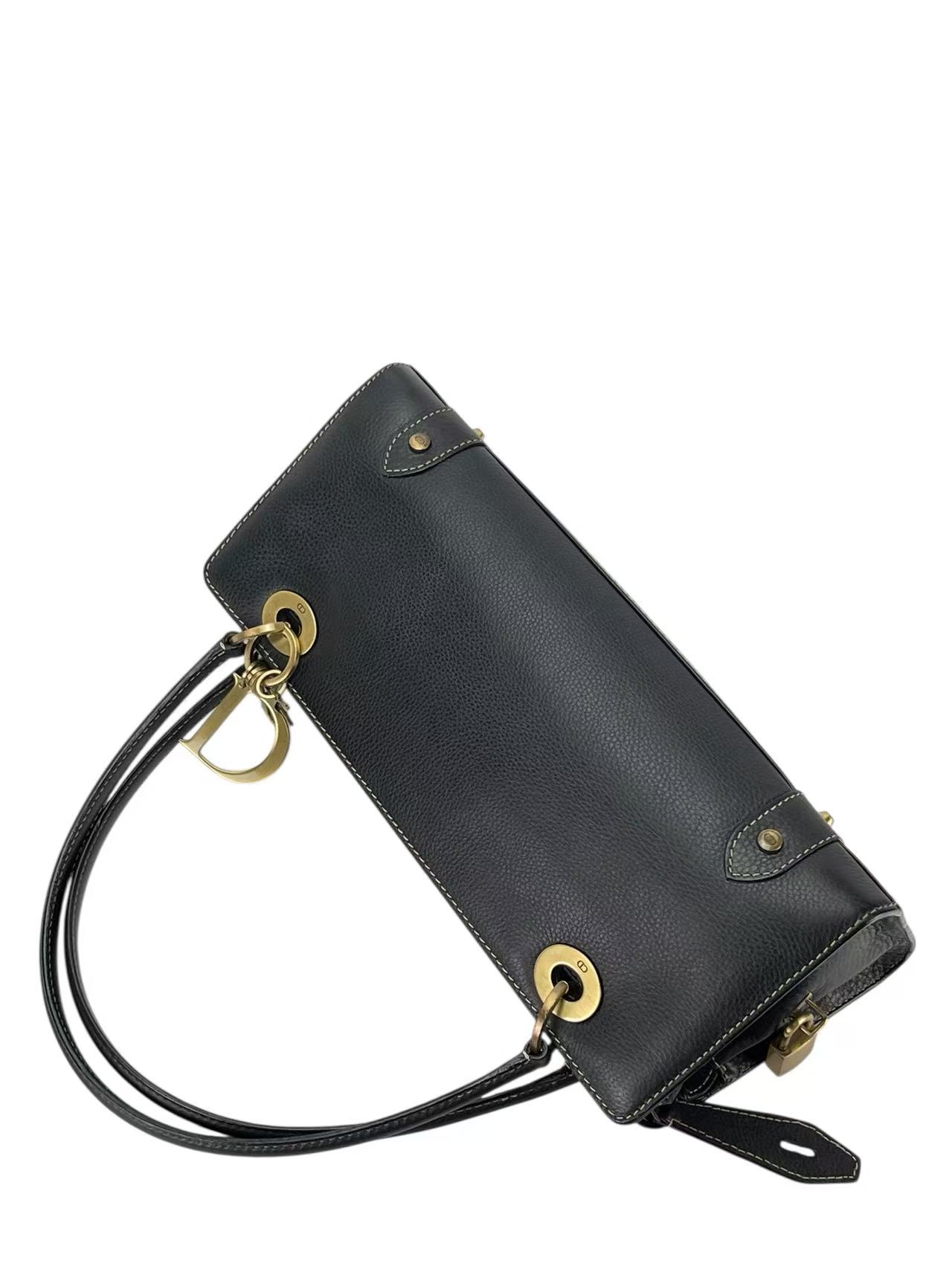 CHRISTIAN DIOR - Black East West Lady Calfskin Handbag