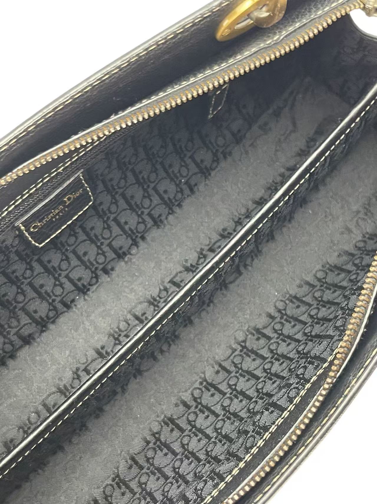 CHRISTIAN DIOR - Black East West Lady Calfskin Handbag