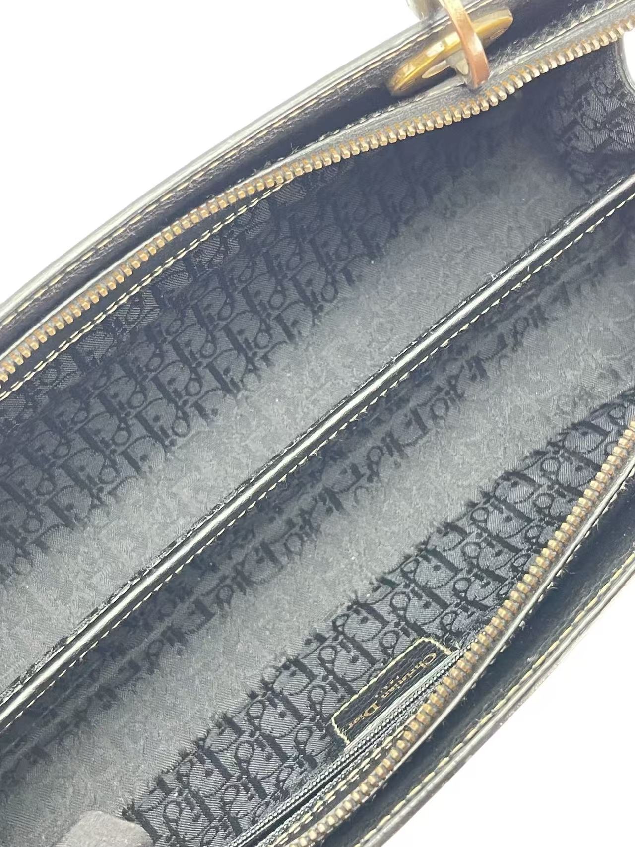 CHRISTIAN DIOR - Black East West Lady Calfskin Handbag