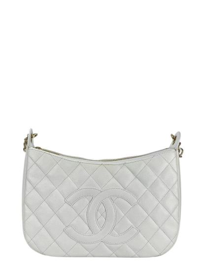 CHANEL - Coco Mark Hobo Shoulder Bag White Caviar 