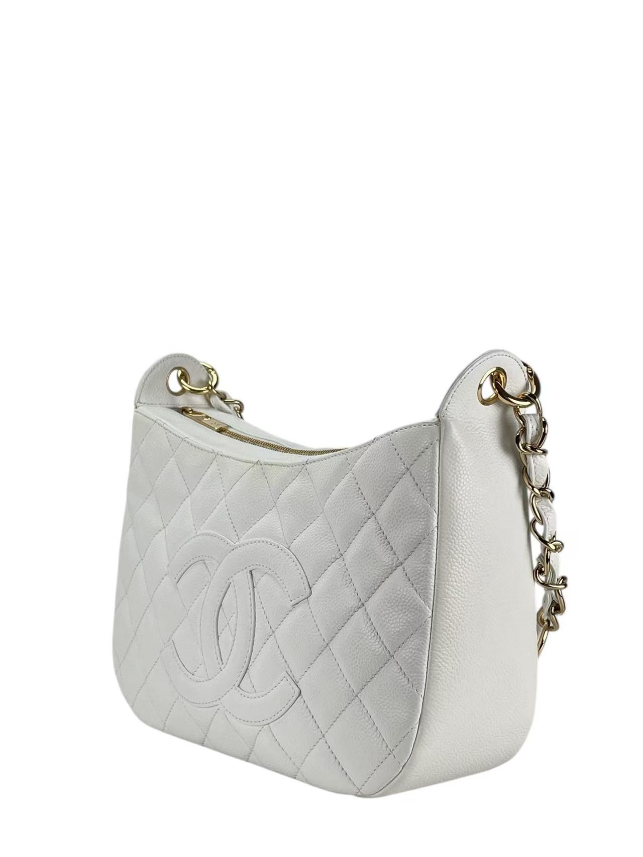 CHANEL - Coco Mark Hobo Shoulder Bag White Caviar 