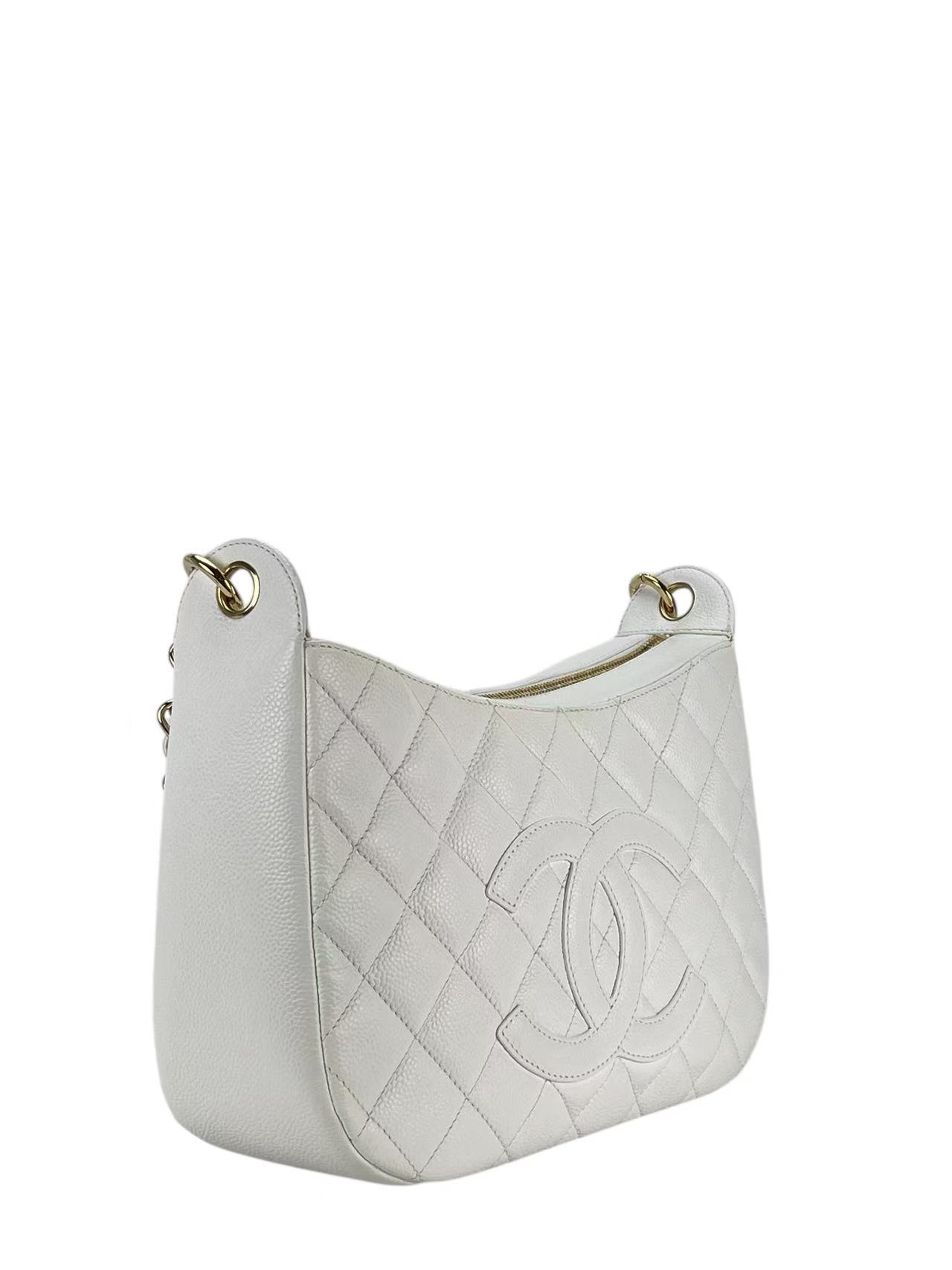 CHANEL - Coco Mark Hobo Shoulder Bag White Caviar 