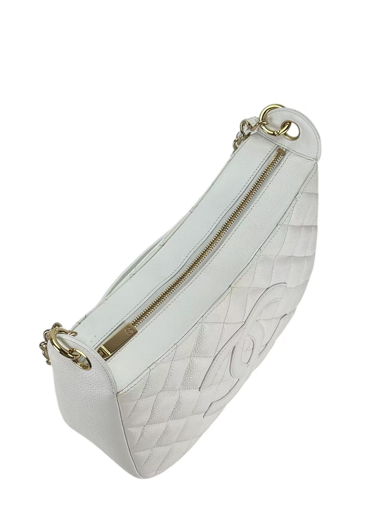 CHANEL - Coco Mark Hobo Shoulder Bag White Caviar 