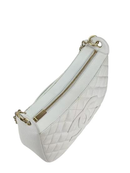 CHANEL - Coco Mark Hobo Shoulder Bag White Caviar 