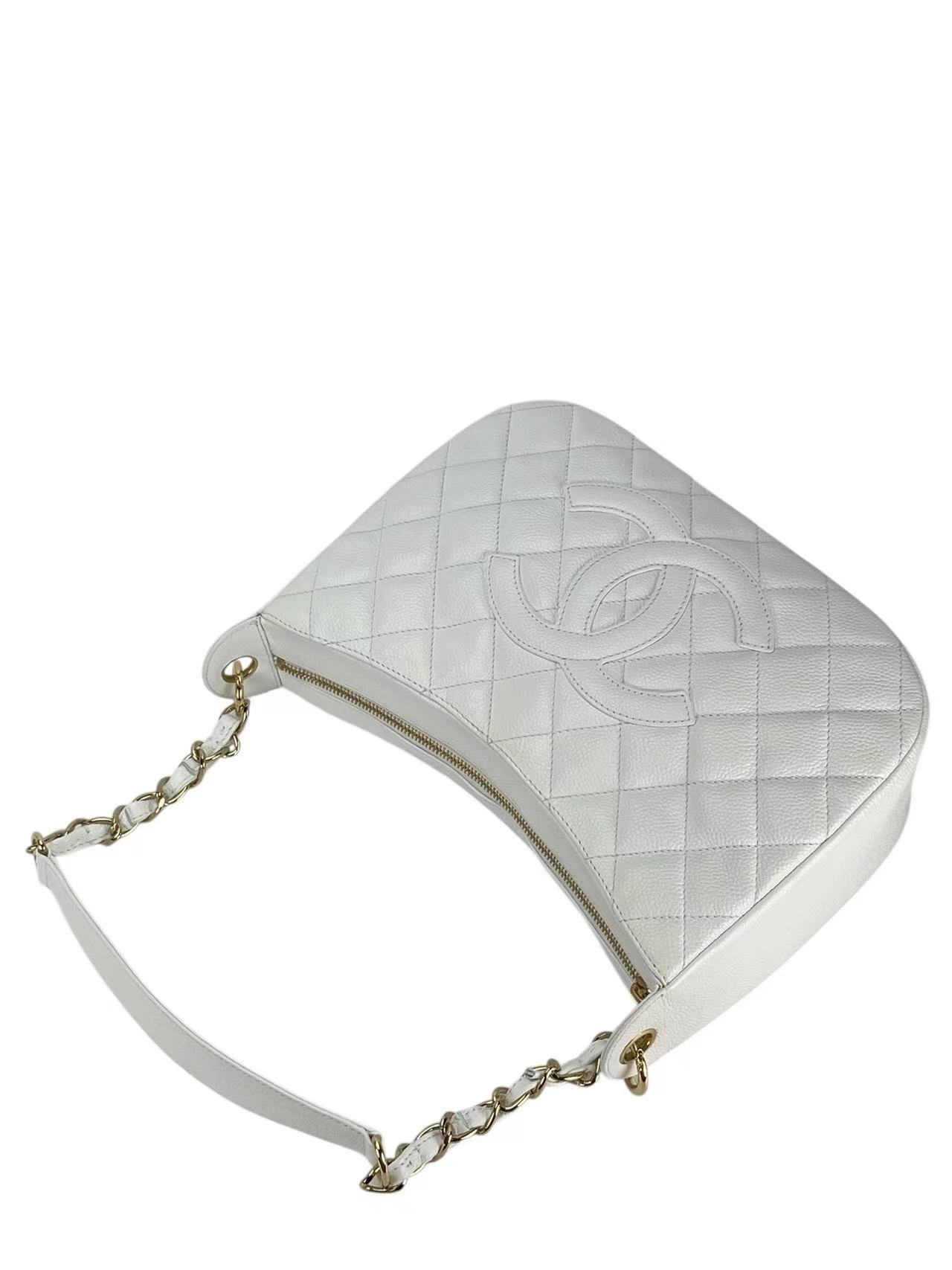 CHANEL - Coco Mark Hobo Shoulder Bag White Caviar 