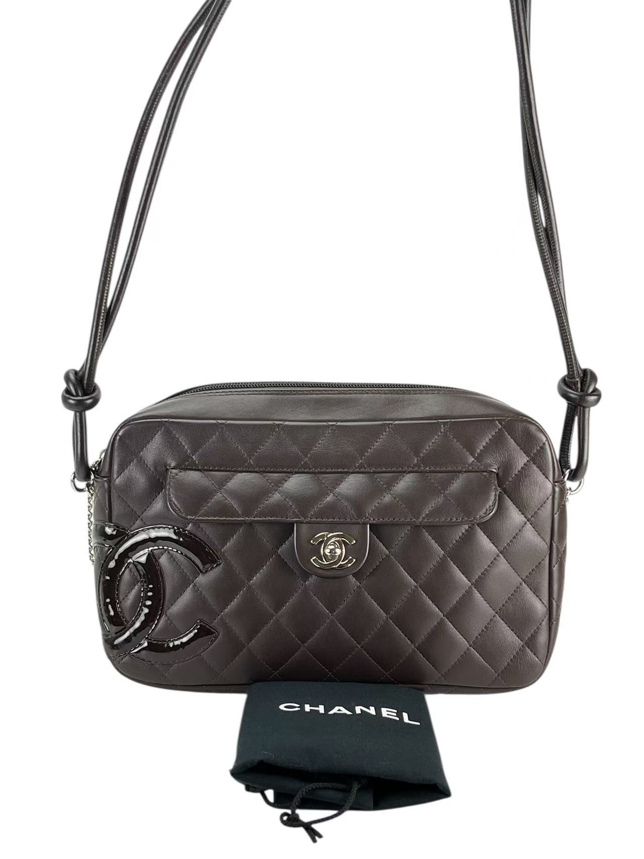 CHANEL - Dark Brown Calfskin Cambon Ligne Shoulder Bag