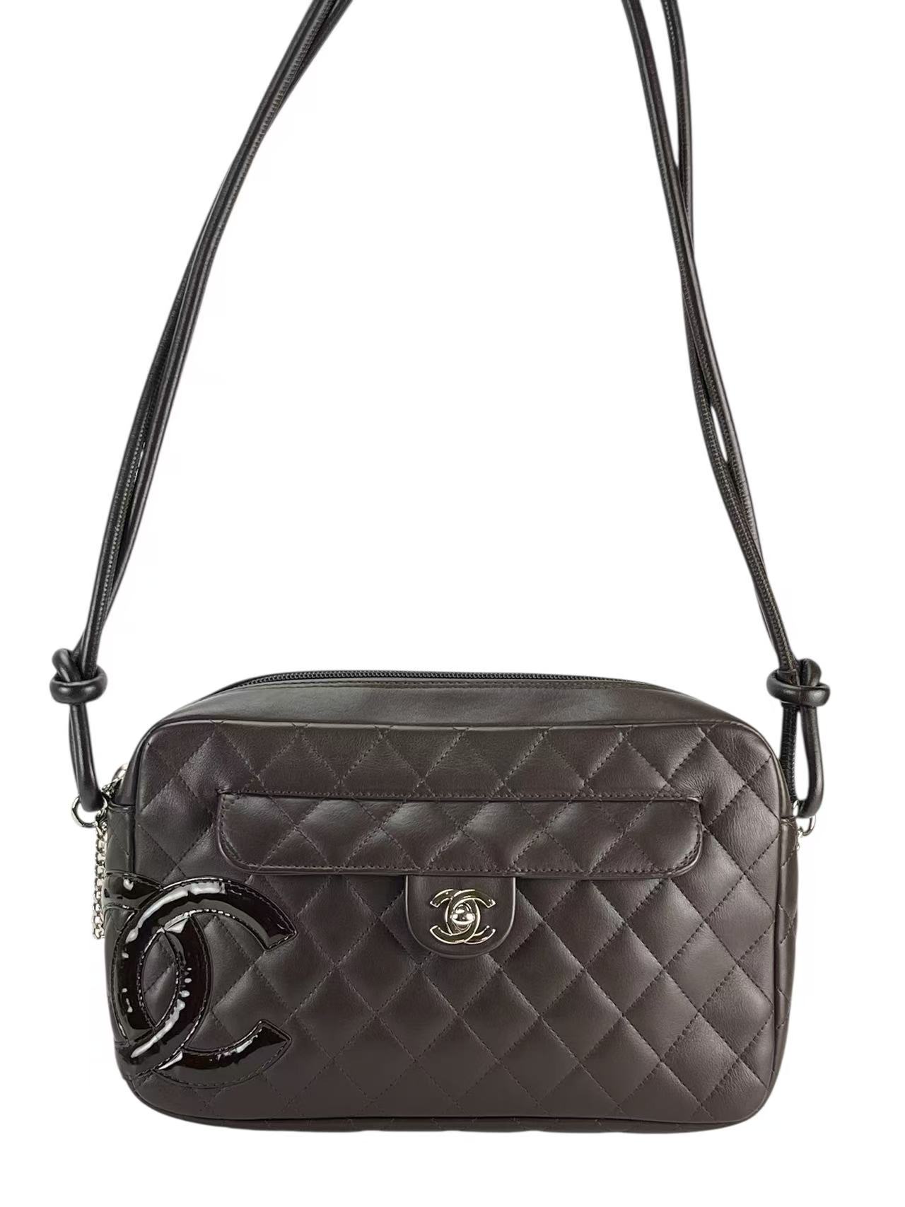 CHANEL - Dark Brown Calfskin Cambon Ligne Shoulder Bag
