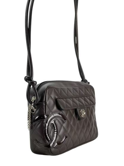 CHANEL - Dark Brown Calfskin Cambon Ligne Shoulder Bag