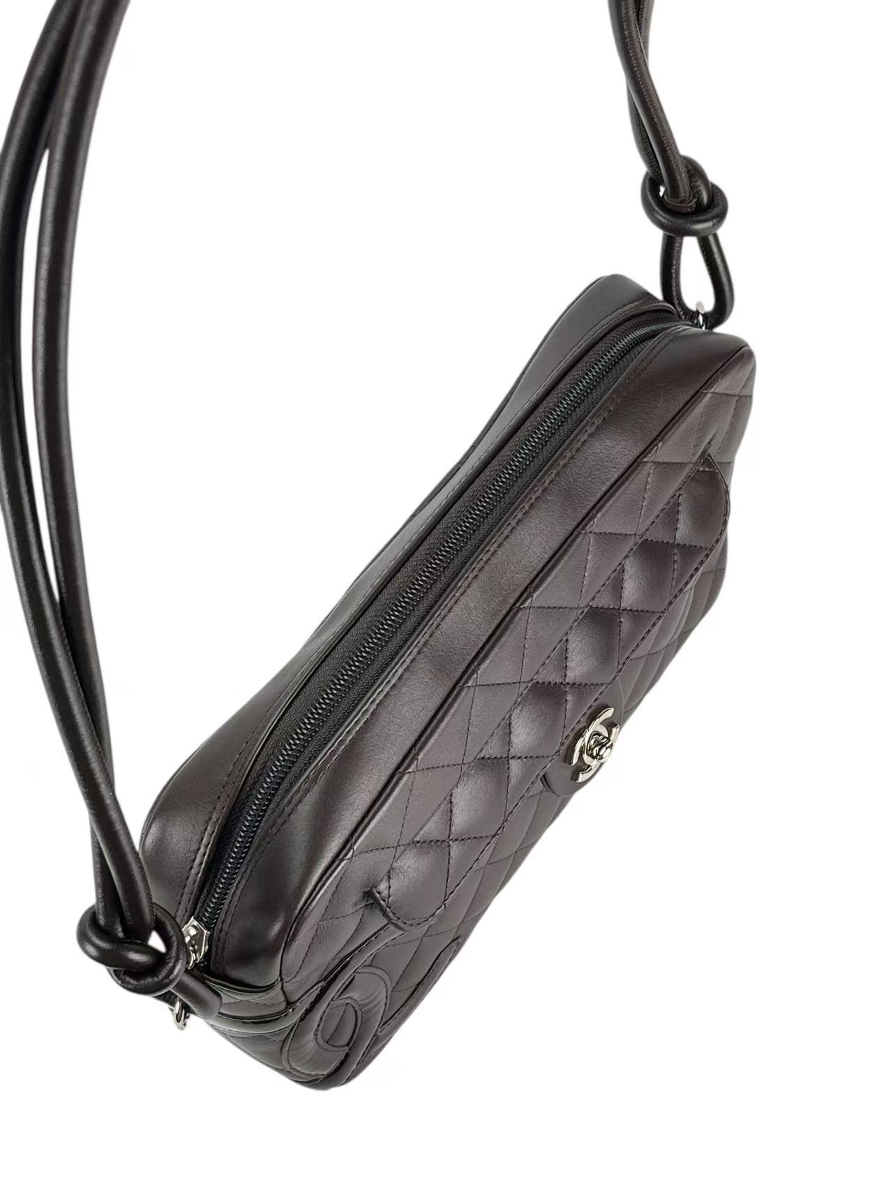 CHANEL - Dark Brown Calfskin Cambon Ligne Shoulder Bag