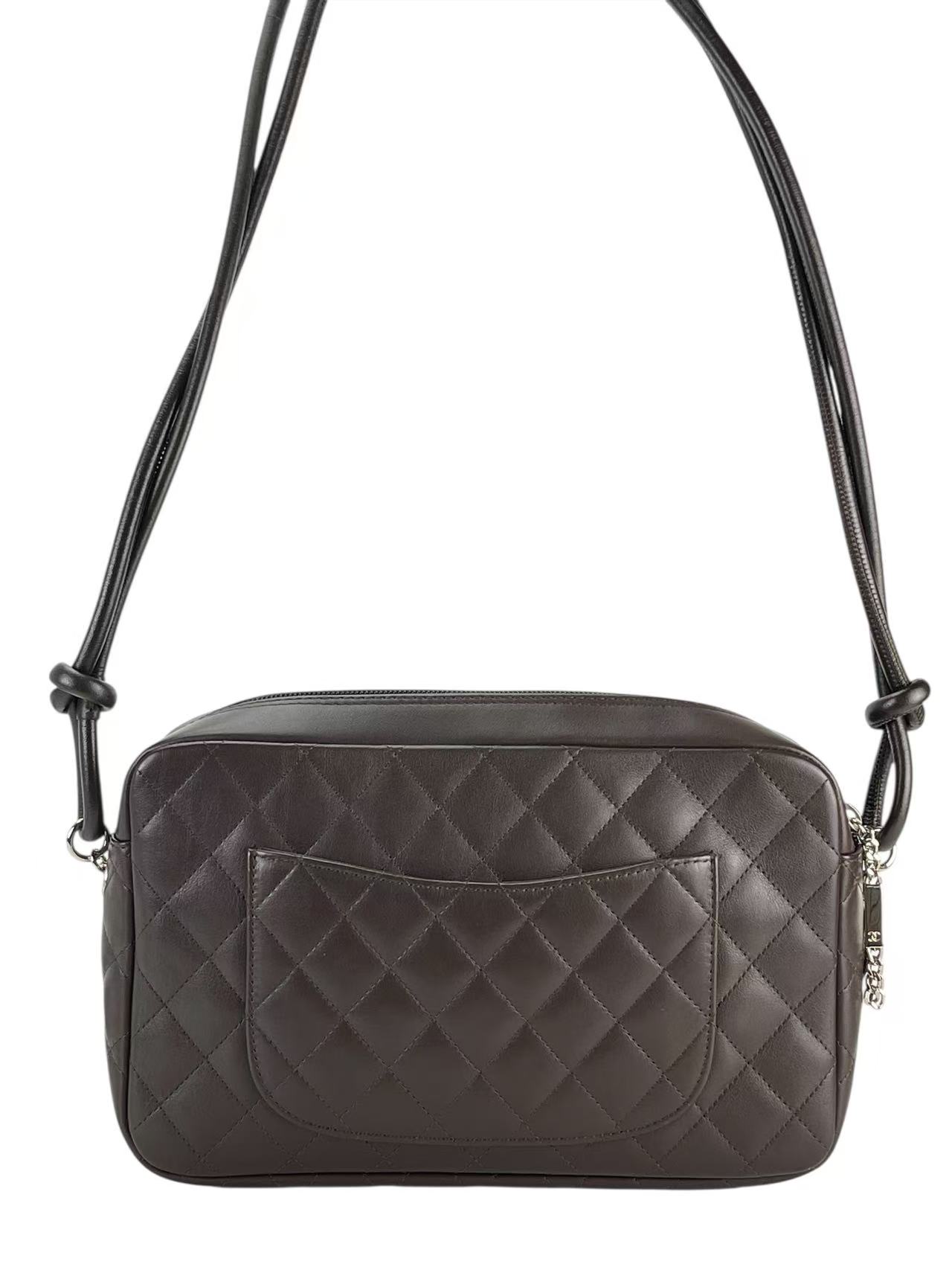CHANEL - Dark Brown Calfskin Cambon Ligne Shoulder Bag