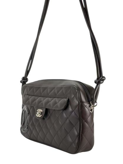CHANEL - Dark Brown Calfskin Cambon Ligne Shoulder Bag