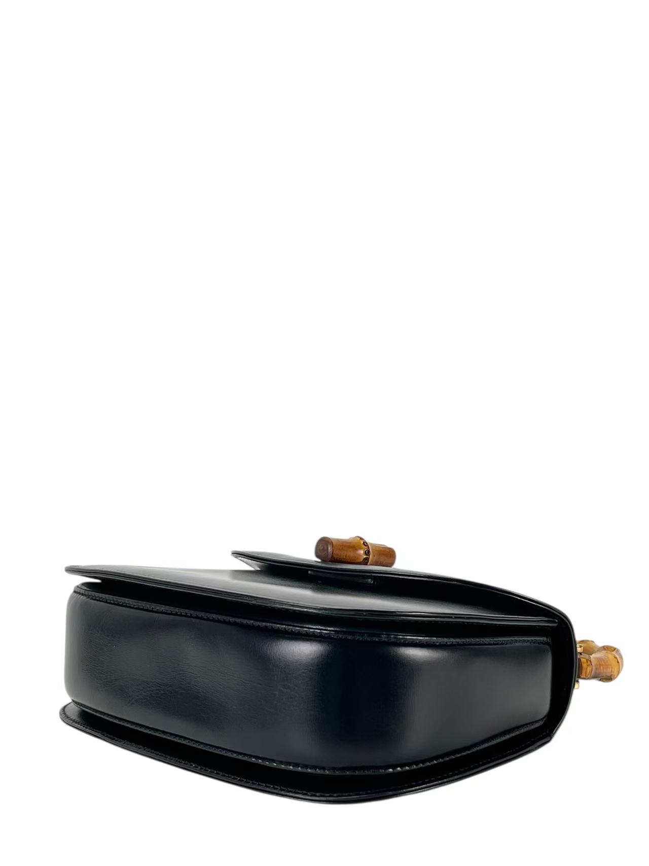 GUCCI - Black Box Leather 2way Small Leather Bamboo Handbag 