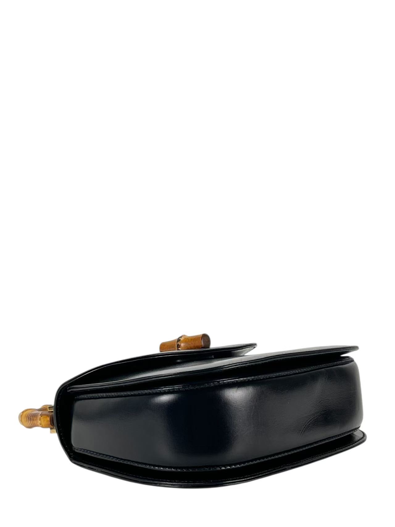 GUCCI - Black Box Leather 2way Small Leather Bamboo Handbag