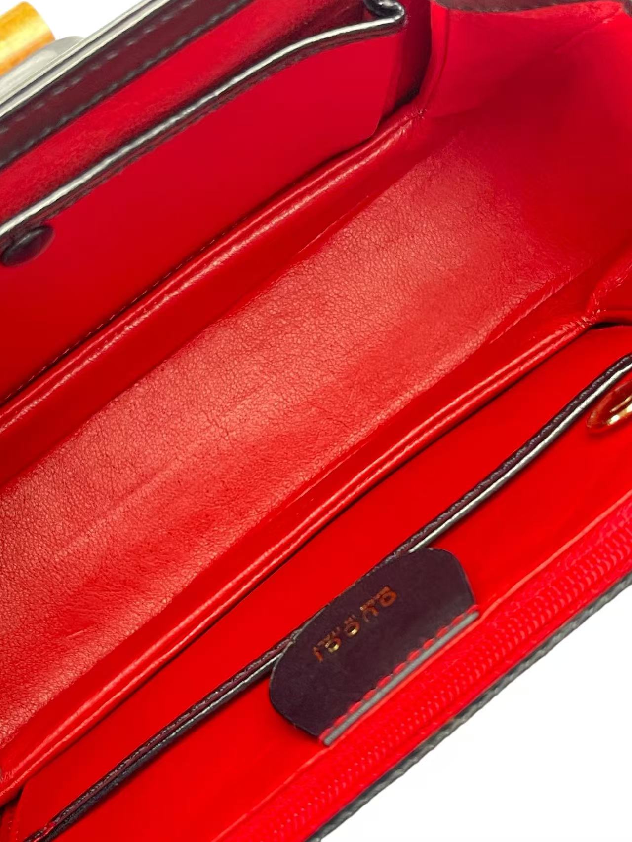 GUCCI - Black Box Leather 2way Small Leather Bamboo Handbag 