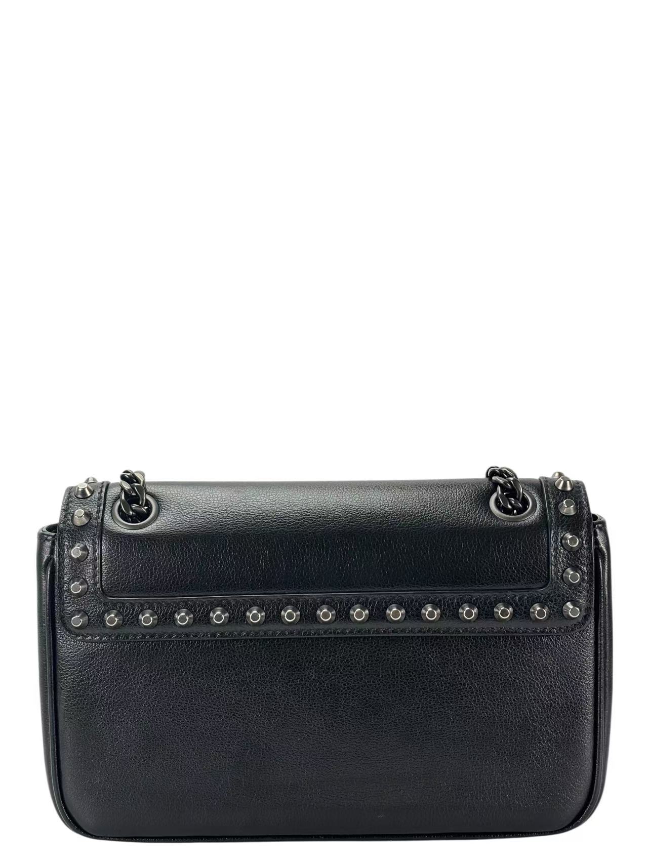 バッグ Prada Shoulder Crossbody Bag Black y2k PRADA - Black Leather Studded Flap Double Chain Shoulder Bag