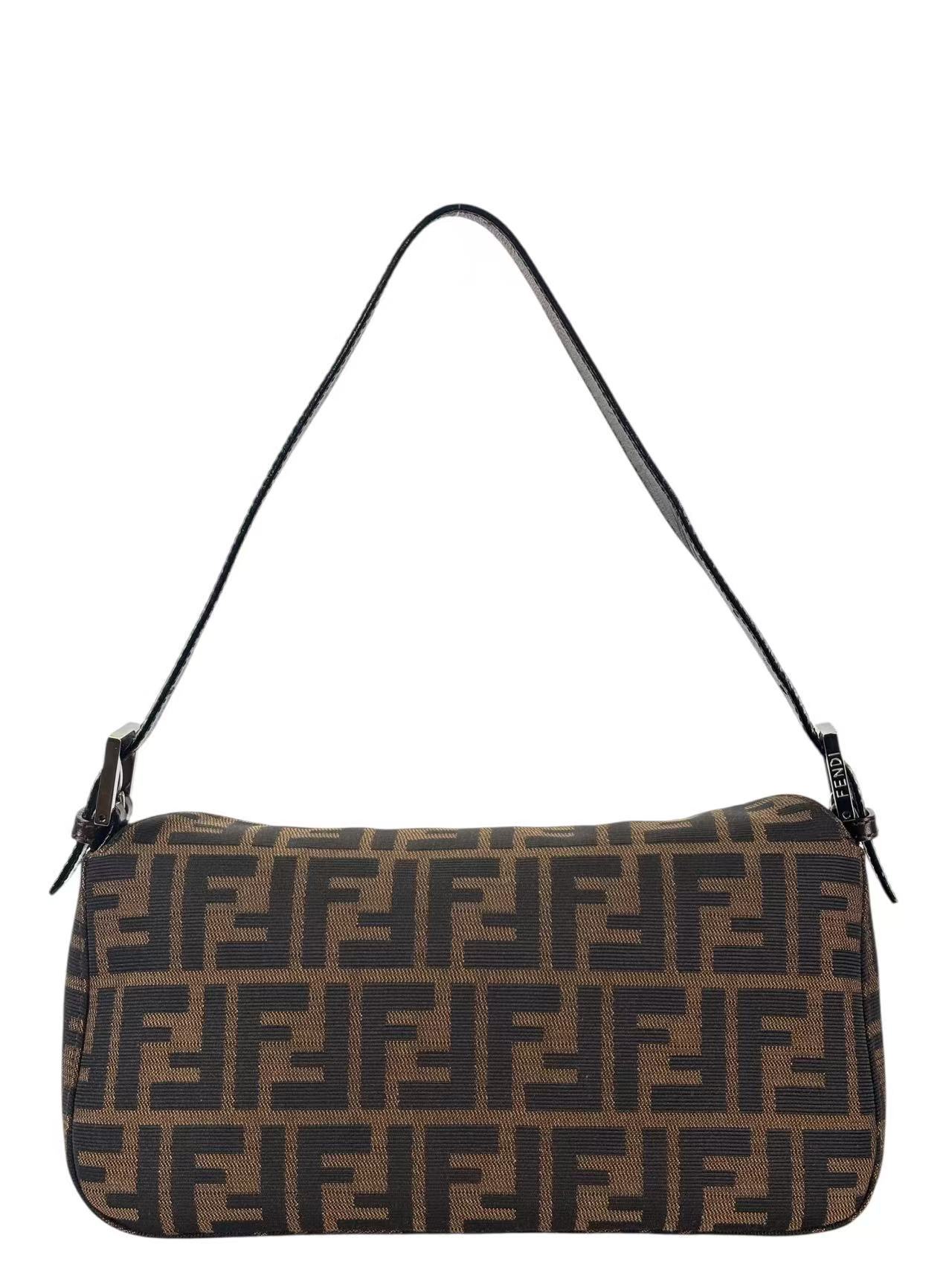 FENDI - Brown Zucca Handbag Silver Hardware