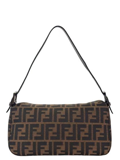 FENDI - Brown Zucca Handbag Silver Hardware