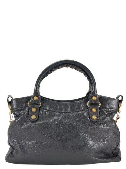 BALENCIAGA - Grey Calfskin Giant City Bag 2way Gold Hardware